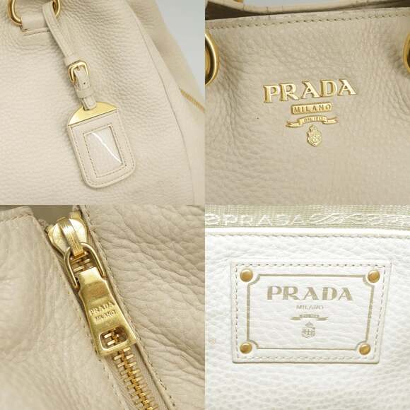 PRADA Tote Bag Leather White Gold - Picture 13 of 13